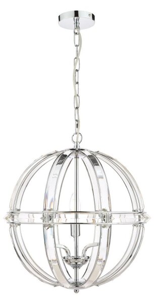 Laura Ashley Aidan Glass Globe 5 Light Chandelier In Polished Chrome Finish