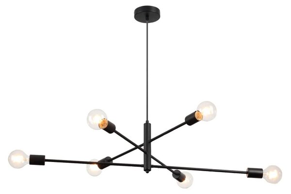 Retro Edison Filament 6 Light Ceiling Light Fitting in Black