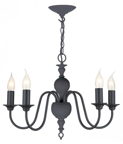 David Hunt Lighting FLE0523 FLEMISH 5 Light Ceiling Pendant Light In Smoke Blue Finish