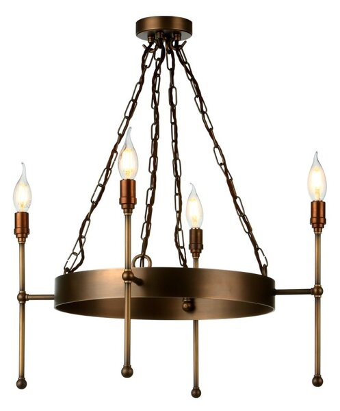 David Hunt Lighting DUR0475 DURRELL 4 Light Ceiling Pendant In Antique Brass Finish