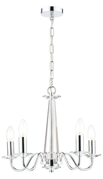 Laura Ashley Blake Crystal Glass 5 Light Chandelier In Polished Chrome Finish