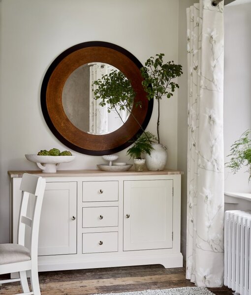 Laura Ashley Cara Large Mottled Bronze Round Mirror With Black Edging 110cm
