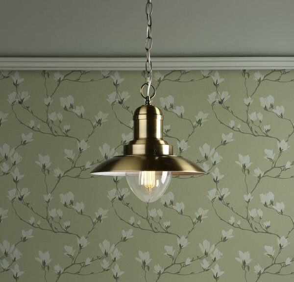 Laura Ashley Corbridge 1 Light Fisherman Nautical Ceiling Pendant Light in Antique Brass