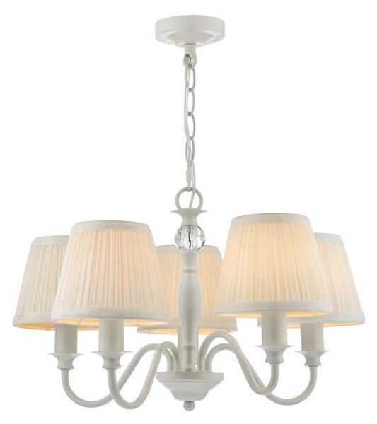 Laura Ashley Ellis 5 Light Ceiling Pendant In Satin Grey with Cotton Shades
