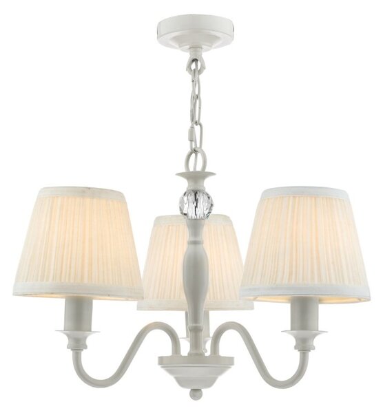 Laura Ashley Ellis 3 Light Ceiling Pendant Light In Satin Grey with Cotton Shades