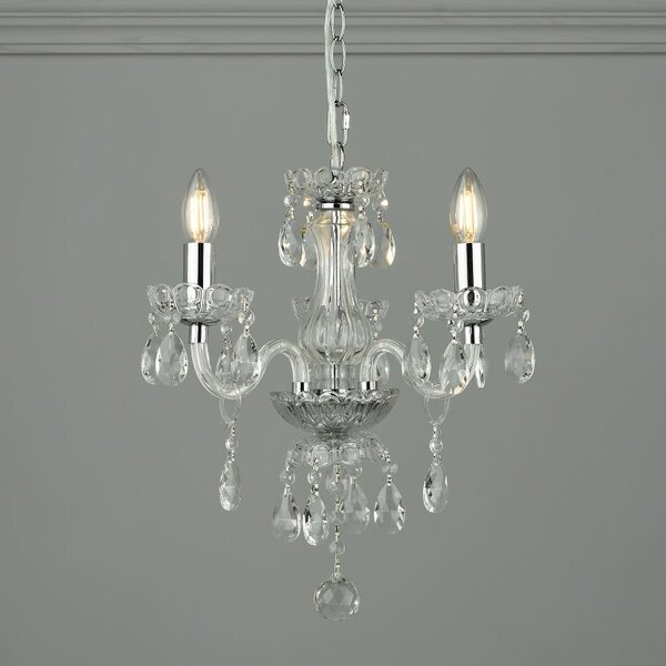 Laura Ashley Harriet 3 Light Crystal Chandelier in Polished Chrome Finish
