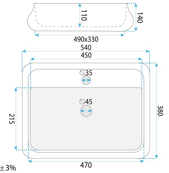 Countertop washbasin Rea Castel