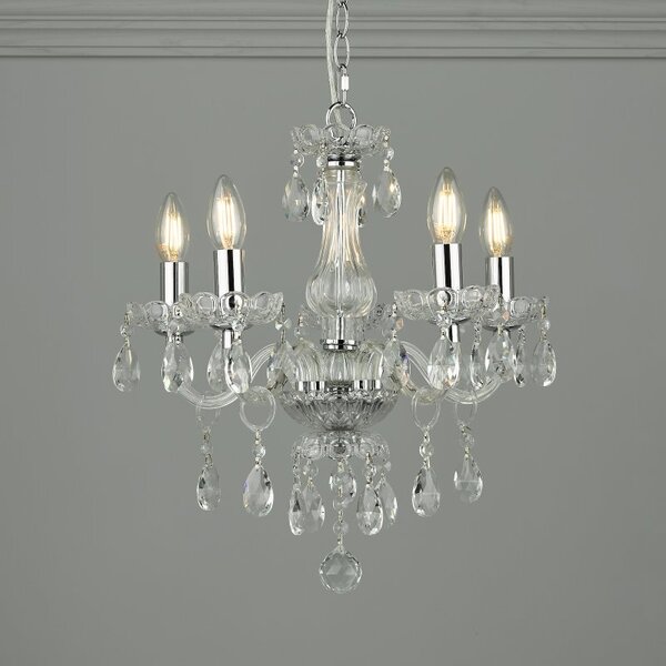 Laura Ashley Harriet Crystal 5 Light Chandelier In Polished Chrome Finish