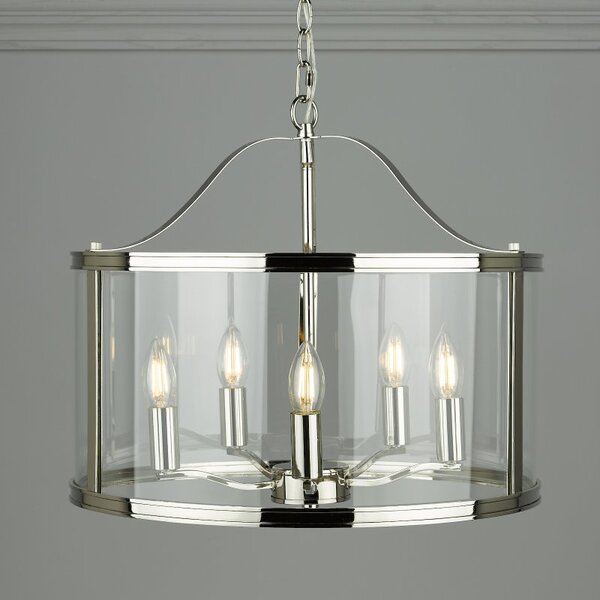 Laura Ashley Harrington 5 Light Ceiling Lantern In Polished Nickel Finish
