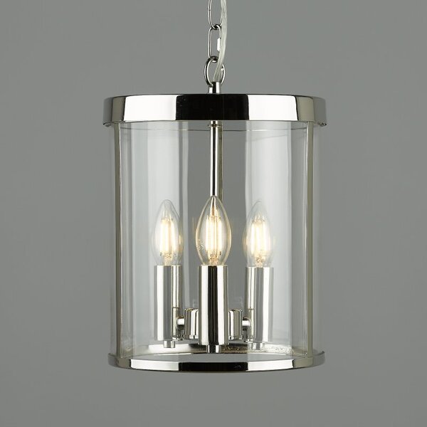 Laura Ashley Selbourne 3 Light Ceiling Lantern In Polished Nickel Finish