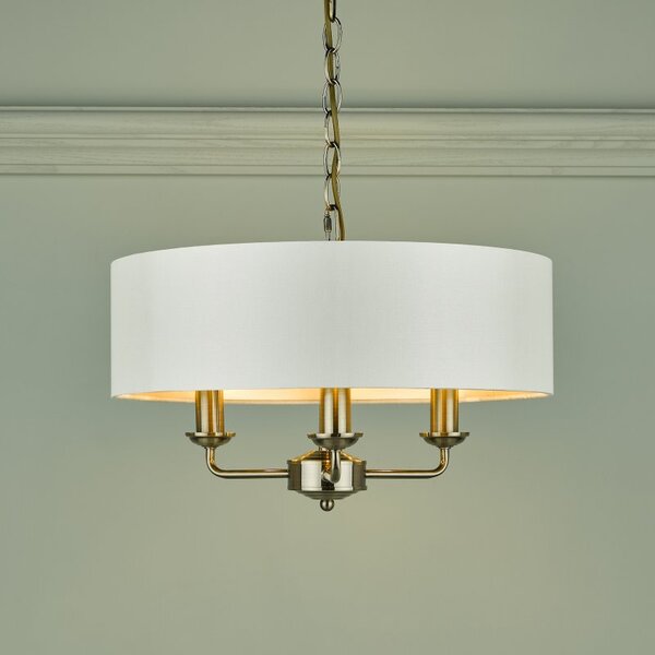 Laura Ashley Sorrento Antique Brass 3 Light Armed Fitting Ceiling Light with Ivory Shade