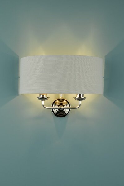 Laura Ashley Sorrento 2 Light Wall Light in Polished Nickel with Silver Shade