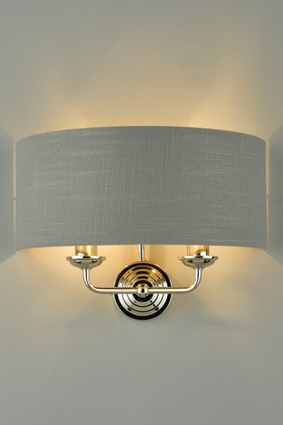 Laura Ashley Sorrento 2 Light Wall Light in Polished Nickel with Charcoal Shade