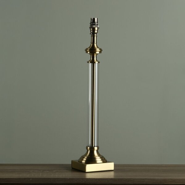 Laura Ashley Winston Glass Candlestick Table Lamp Base In Antique Brass Finish
