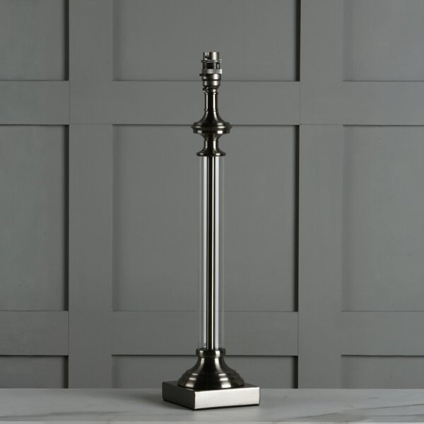 Laura Ashley Winston Glass Candlestick Table Lamp Base In Antique Chrome Finish