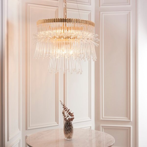 Oprah 9 Light Ceiling Pendant Light In Polished Gold Finish With Clear Glass