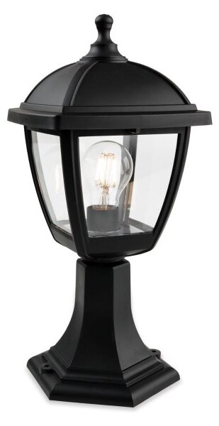 Firstlight 2817BK Palma Outdoor Pedestal Lantern In Black Resin Finish IP44