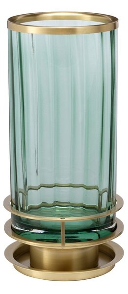 Quintiesse QN-ARNO-GREEN-AB Arno Table Lamp In Aged Brass With Green Tinted Glass