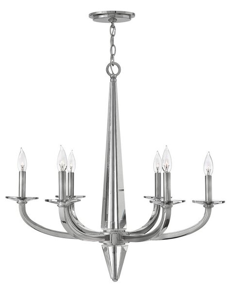 Quintiesse QN-ASCHER6 Ascher 6 Light Ceiling Chandelier In Polished Nickel Finish