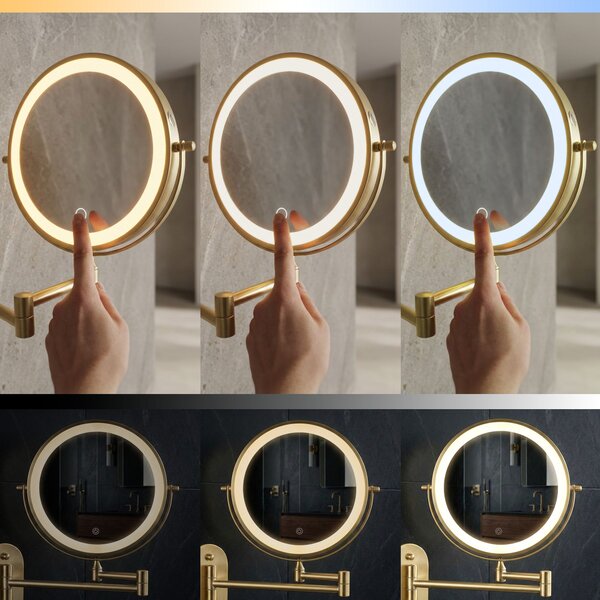 Mirror LED Glow Brush Gold