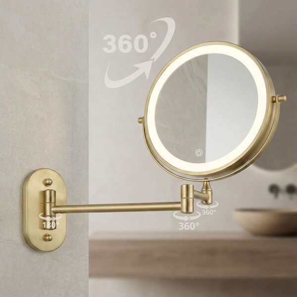 Mirror LED Glow Brush Gold