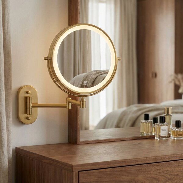 Mirror LED Glow Brush Gold