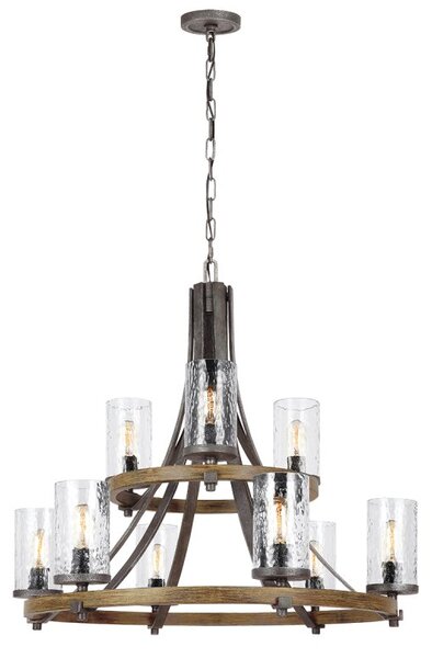 Quintiesse QN-ANGELO9 Angelo 9 Light Rustic Two Tier Ceiling Chandelier