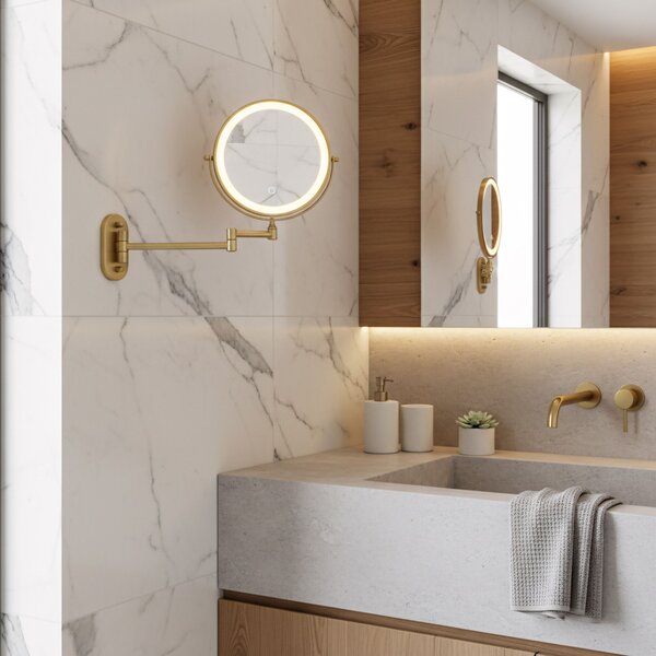 Mirror LED Glow Brush Gold