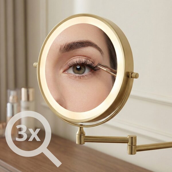 Mirror LED Glow Brush Gold