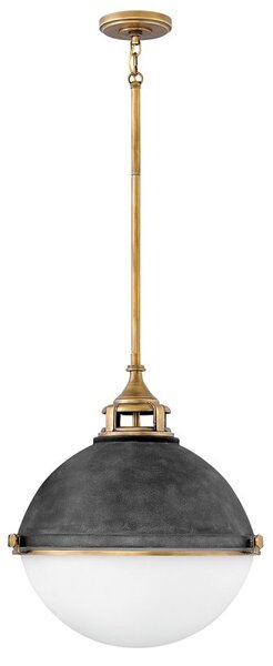 Quintiesse QN-FLETCHER-P-L-AZ Fletcher 3 Light Vintage Ceiling Pendant Light In Zinc And Heritage Brass