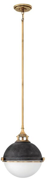Quintiesse QN-FLETCHER-P-M-AZ Fletcher 2 Light Vintage Ceiling Pendant Light In Zinc And Heritage Brass