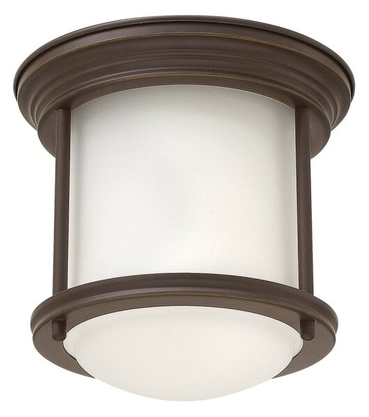 Quintiesse QN-HADRIAN-MINI-F-OZ-OPAL Hadrian Flush Ceiling Light In Oil Rubbed Bronze With Opal Glass IP44