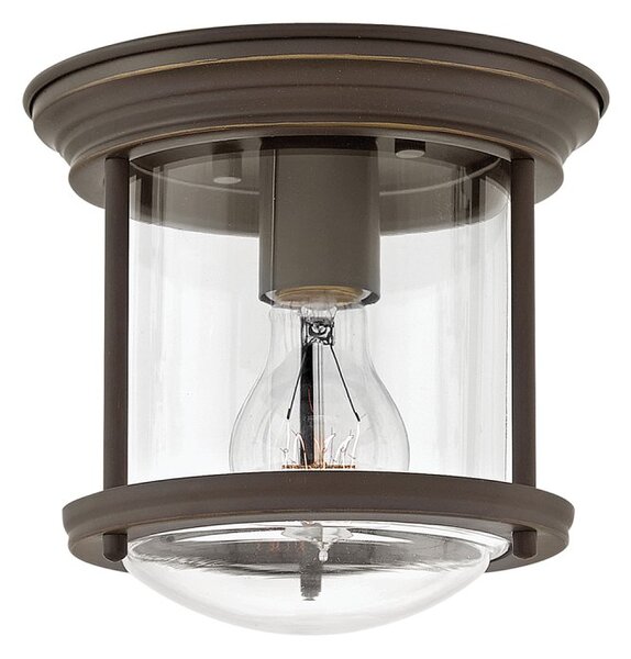 Quintiesse QN-HADRIAN-MINI-F-OZ-CLEAR Hadrian Flush Ceiling Light In Oil Rubbed Bronze With Clear Glass IP44