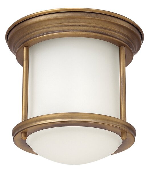 Quintiesse QN-HADRIAN-MINI-F-BR-OPAL Hadrian 1 Light Flush Ceiling Light In Brushed Bronze With-Opal-Glass-IP44