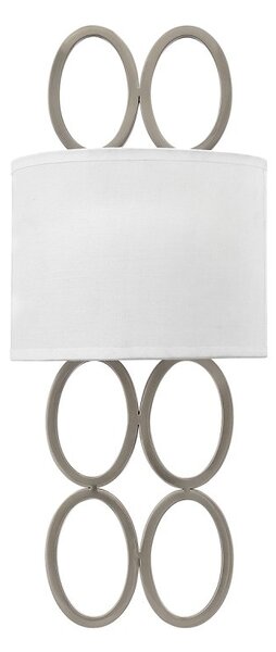 Quintiesse QN-JULES2-BN Jules Stylish 2 Light Wall Light In Brushed Nickel With White Linen Shade