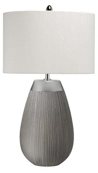 Quintiesse QN-HARROW-TL Harrow Elegant Table Lamp In Silver With Grey Silk Shade