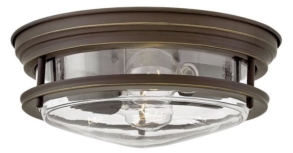 Quintiesse QN-HADRIAN-FS-OZ-CLEAR Hadrian 2 Light Flush Ceiling Light In Oil Rubbed Bronze With Clear Glass IP44
