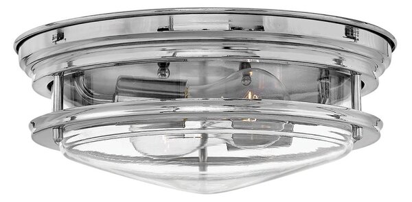 Quintiesse QN-HADRIAN-FS-CM-CLEAR Hadrian 2 Light Flush Ceiling Light In Chrome With Clear Glass IP44