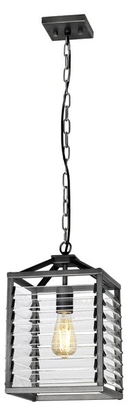 Elstead LOUVRE-1P Louvre 1 Light Industrial Ceiling Pendant Light In Gunmetal Finish
