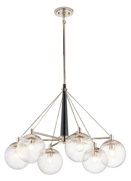 Quintiesse QN-MARILYN6 Marilyn 6 Light Ceiling Chandelier In Polished Nickel And Matte Black Finish