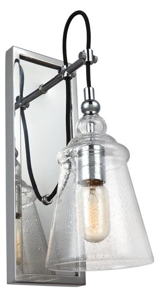 Quintiesse QN-LORAS1 Loras Industrail 1 Light Wall Light In Polished Chrome With Seeded Glass
