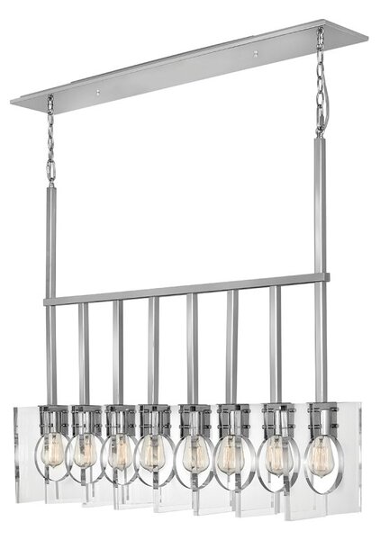 Quintiesse QN-LUDLOW8-PN Ludlow 8 Light Bar Ceiling Pendant In Polished Nickel Finish