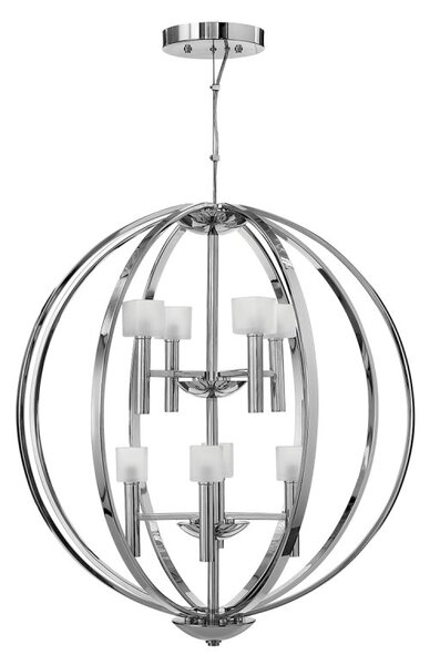Quintiesse QN-MONDO8 Mondo 8 Light Ceiling Chandelier In Polished Chrome With Frosted Glass