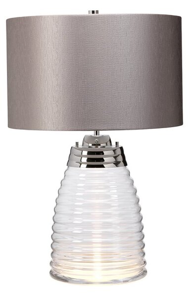 Quintiesse QN-MILNE-TL-GREY Milne Table Lamp In Polished Nickel Finish With Fog Grey Shade