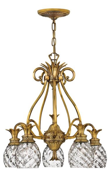 Elstead HK-PLANTATION5-BB Plantation 5 Light Ceiling Chandelier In Burnished Brass Finish