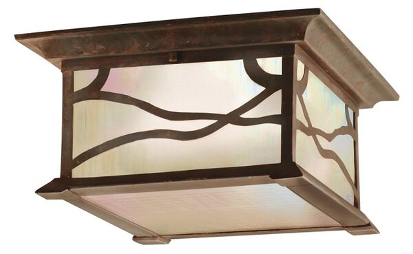 Quintiesse QN-MORRIS-F Morris 2 Light Flush Ceiling Light In Distressed Copper Finish IP44