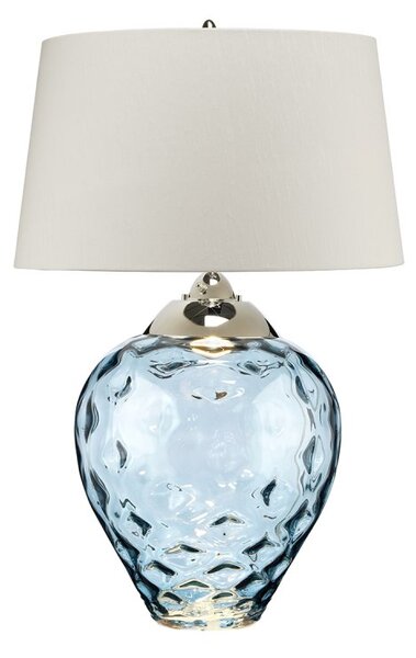 Quintiesse QN-SAMARA-TL-LRG-BLU Samara Large Table Lamp In Light Blue Tint And Polished Nickel Finish