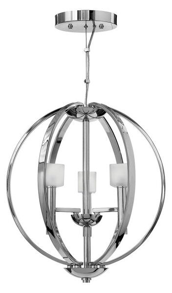 Quintiesse QN-MONDO3 Mondo 3 Light Ceiling Chandelier In Polished Chrome With Frosted Glass