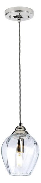 Elstead TIBER-P-CLEAR Tiber 1 Light Ceiling Pendant Light In Polished Nickel With Clear Glass Shade