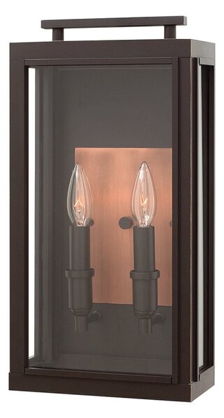 Quintiesse QN-SUTCLIFFE-M-OZ Sutcliffe Outdoor 2 Light Wall Lantern In Oil Rubbed Bronze And Copper Finish IP44